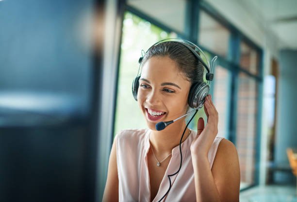 Customer service representative on a call